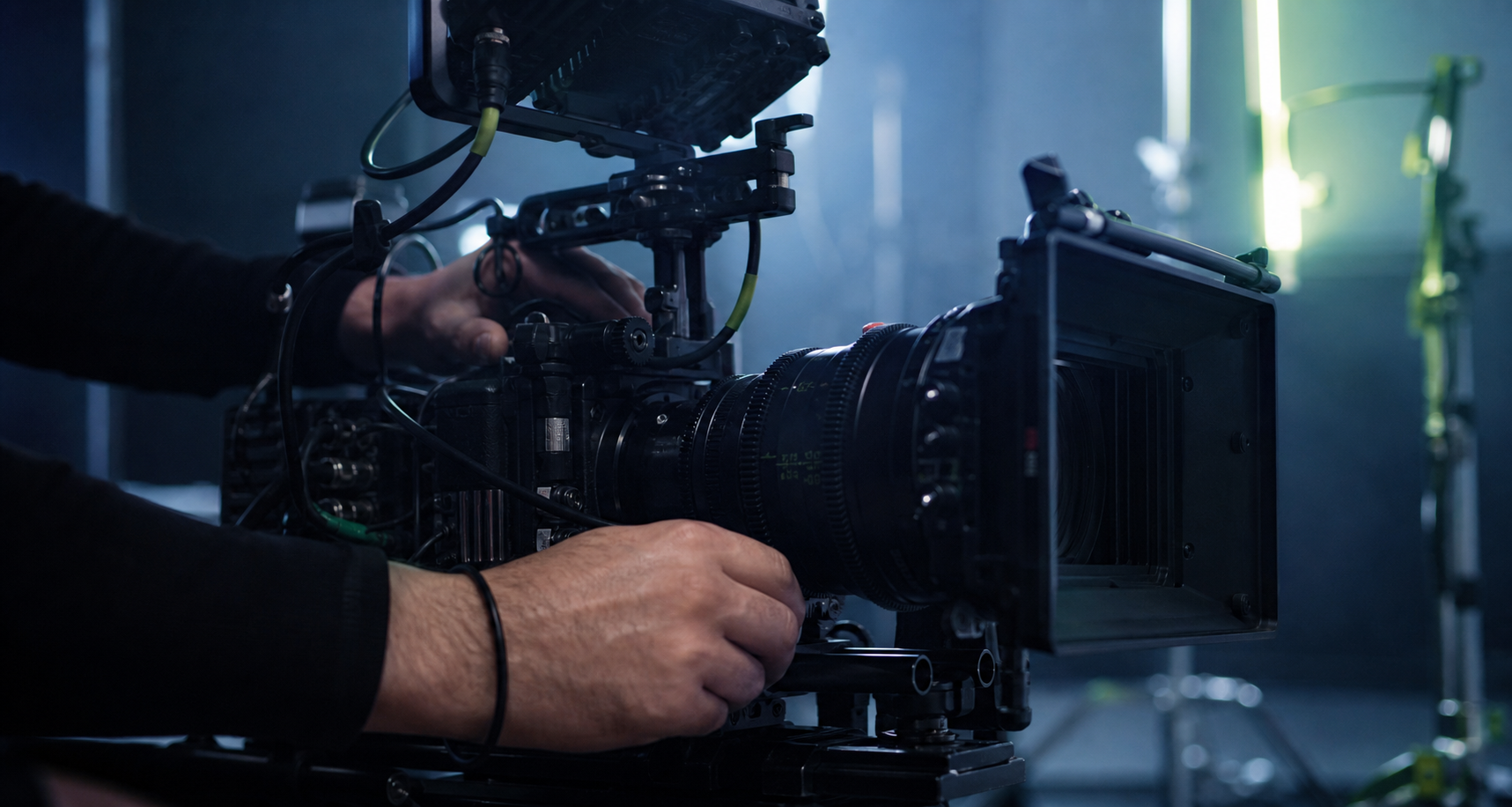 Color grading and motion graphic assembly in the editing suite.